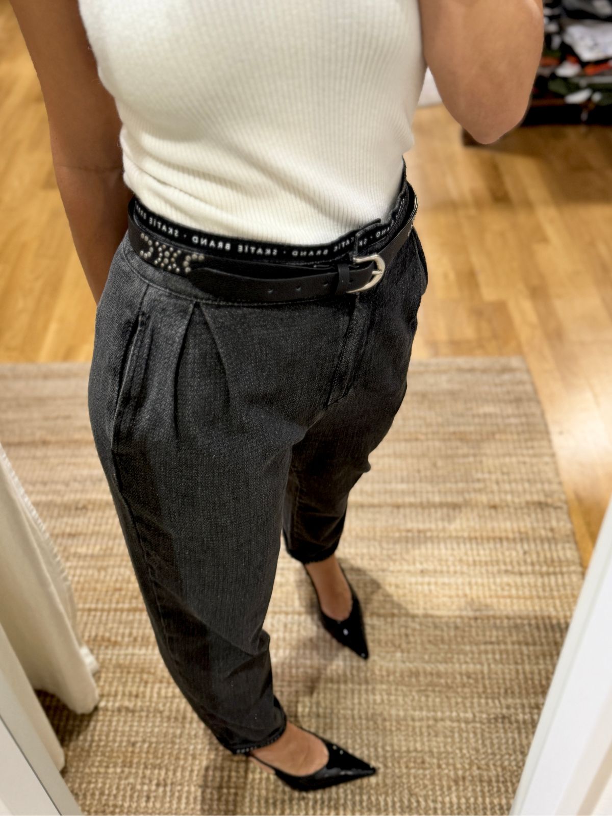 Pantaloni denim con struttura jacquard