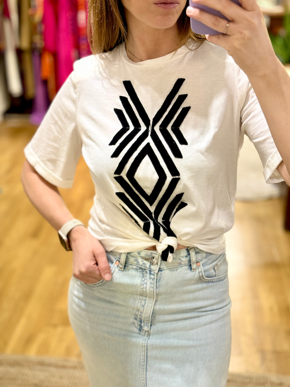 T-shirt tribal bianca