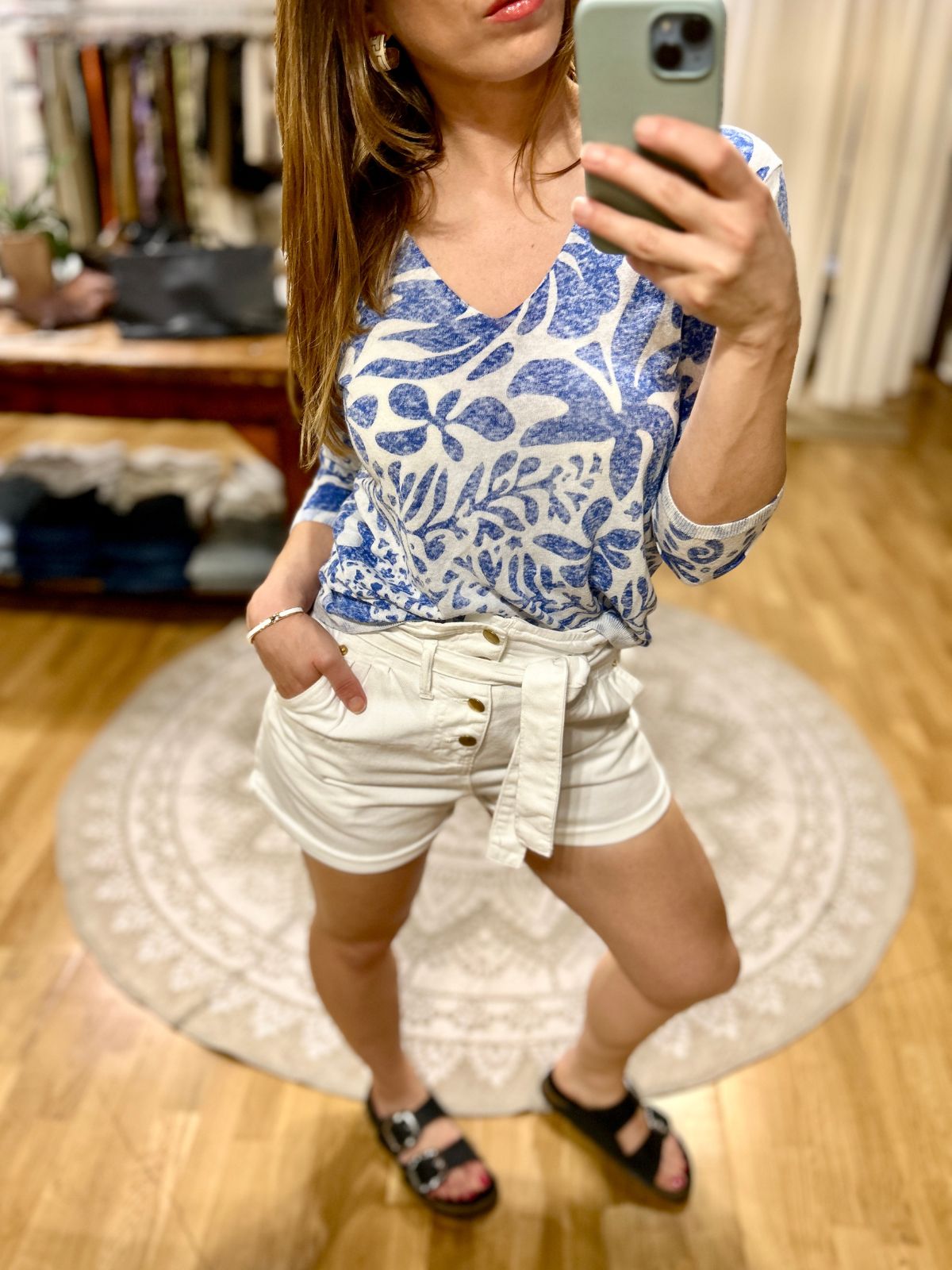 Bermuda in denim bianco