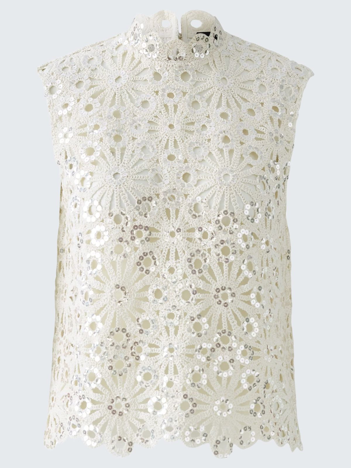 Top traforato con paillettes