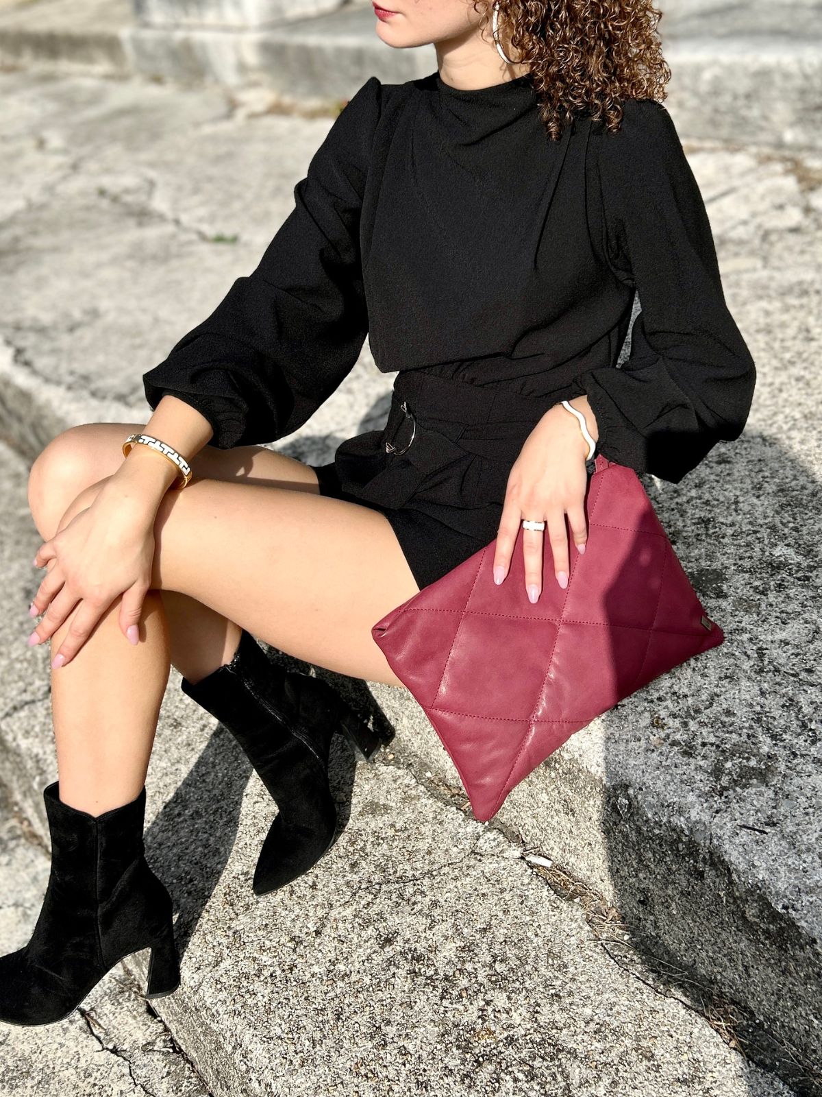 Pochette trapuntata bordeaux