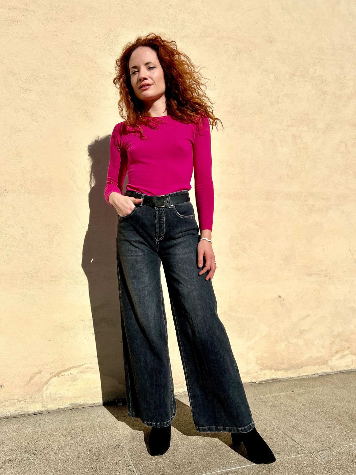 Jeans a palazzo grigio