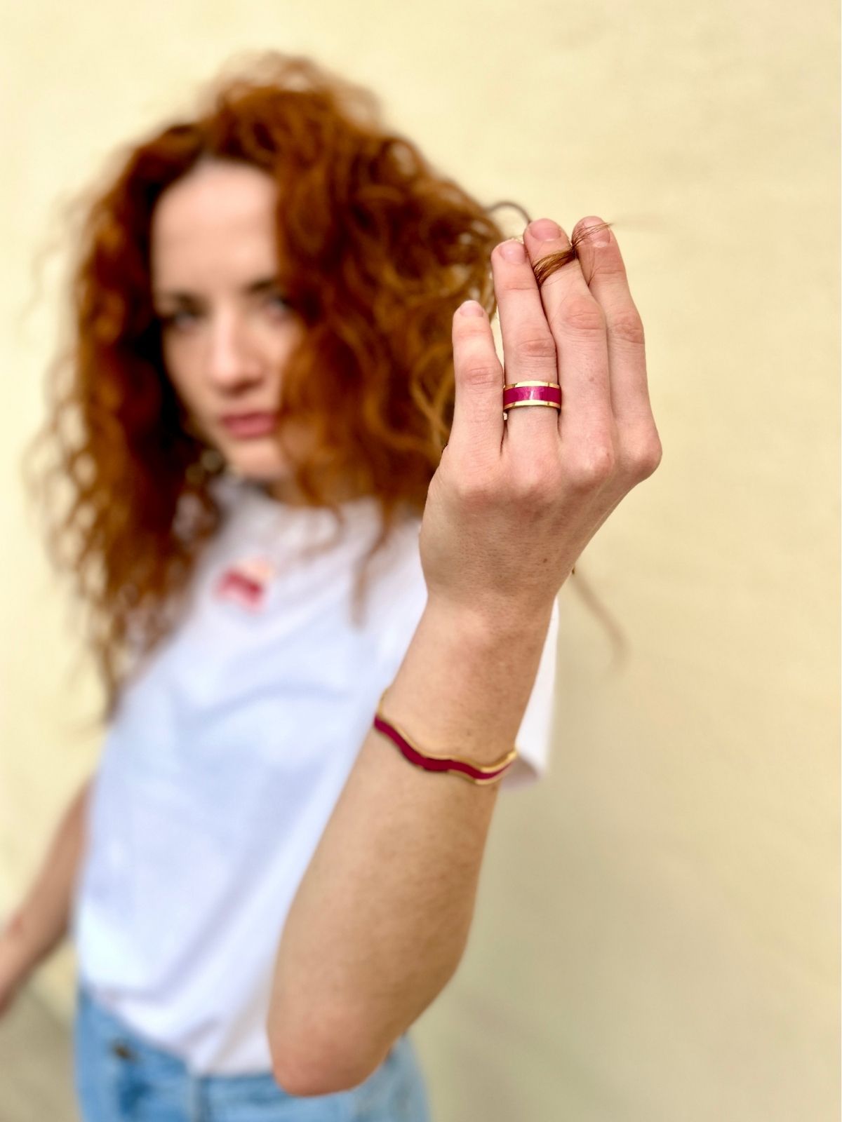 Anello fedina mini fucsia