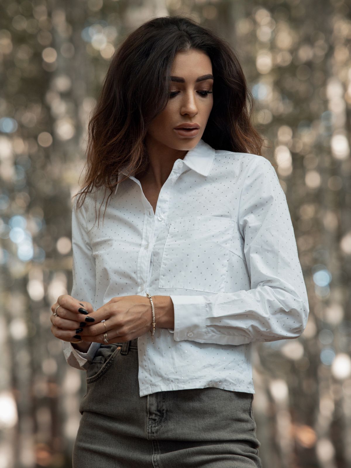 Camicia bianca con strass Another Negozio Creativo