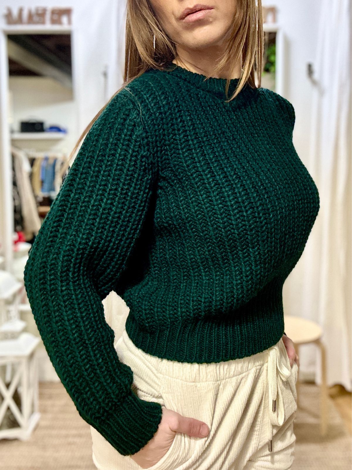 Maglia a coste in lana e alpaca