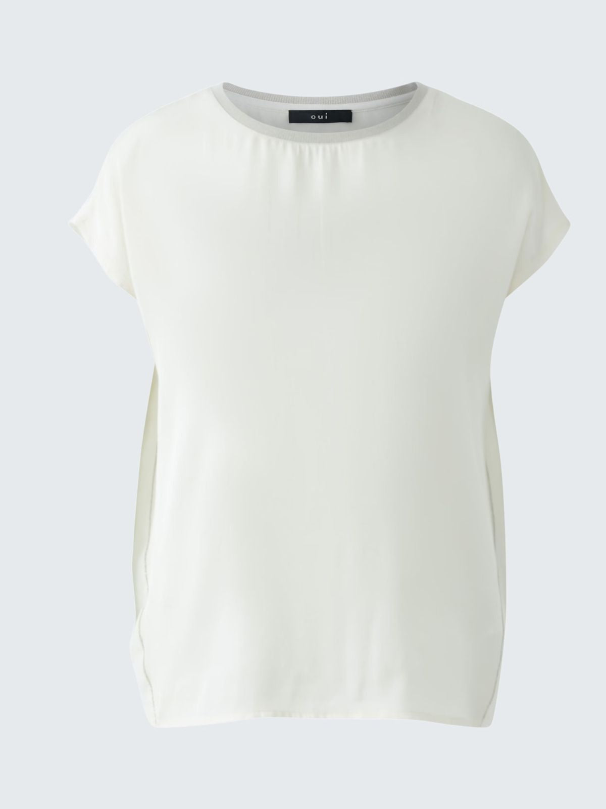 Blusa girocollo in doppio tessuto