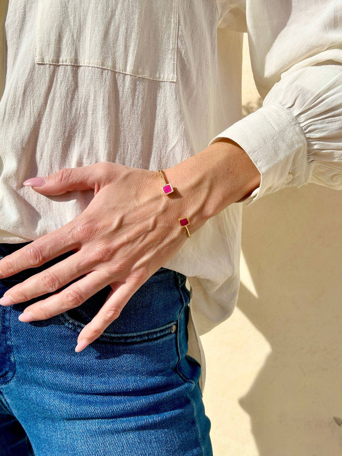 Bracciale Wire Quadrato Fucsia