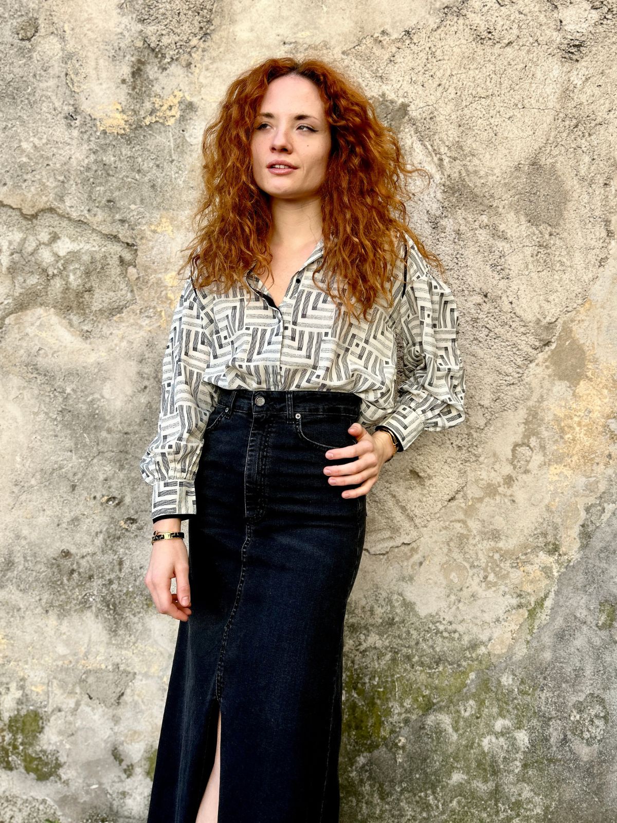 Gonna in denim spacco centrale