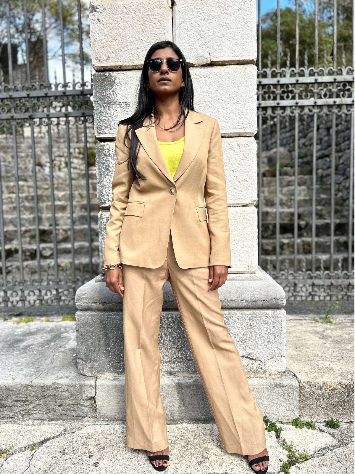 Blazer in viscosa e lino