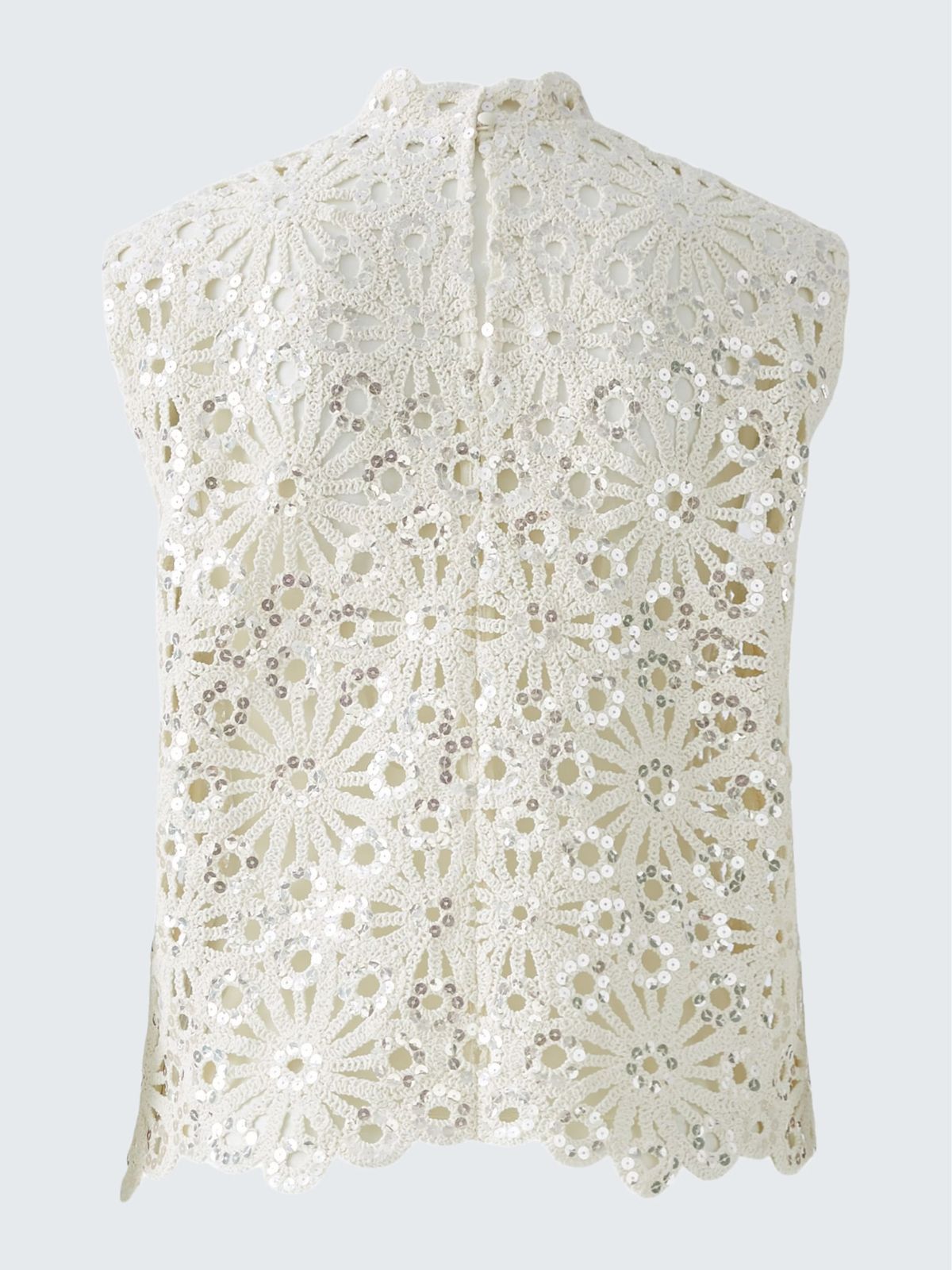 Top traforato con paillettes