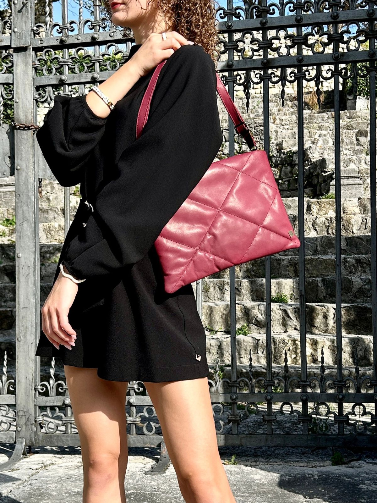 Pochette trapuntata bordeaux
