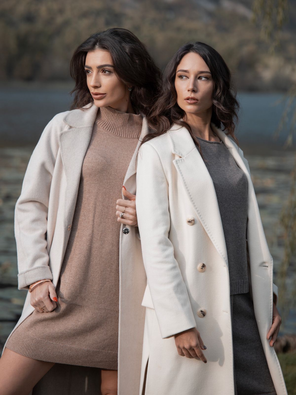 Cappotto con spacchi panna