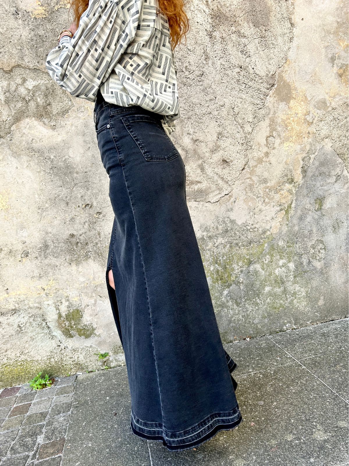 Gonna in denim spacco centrale