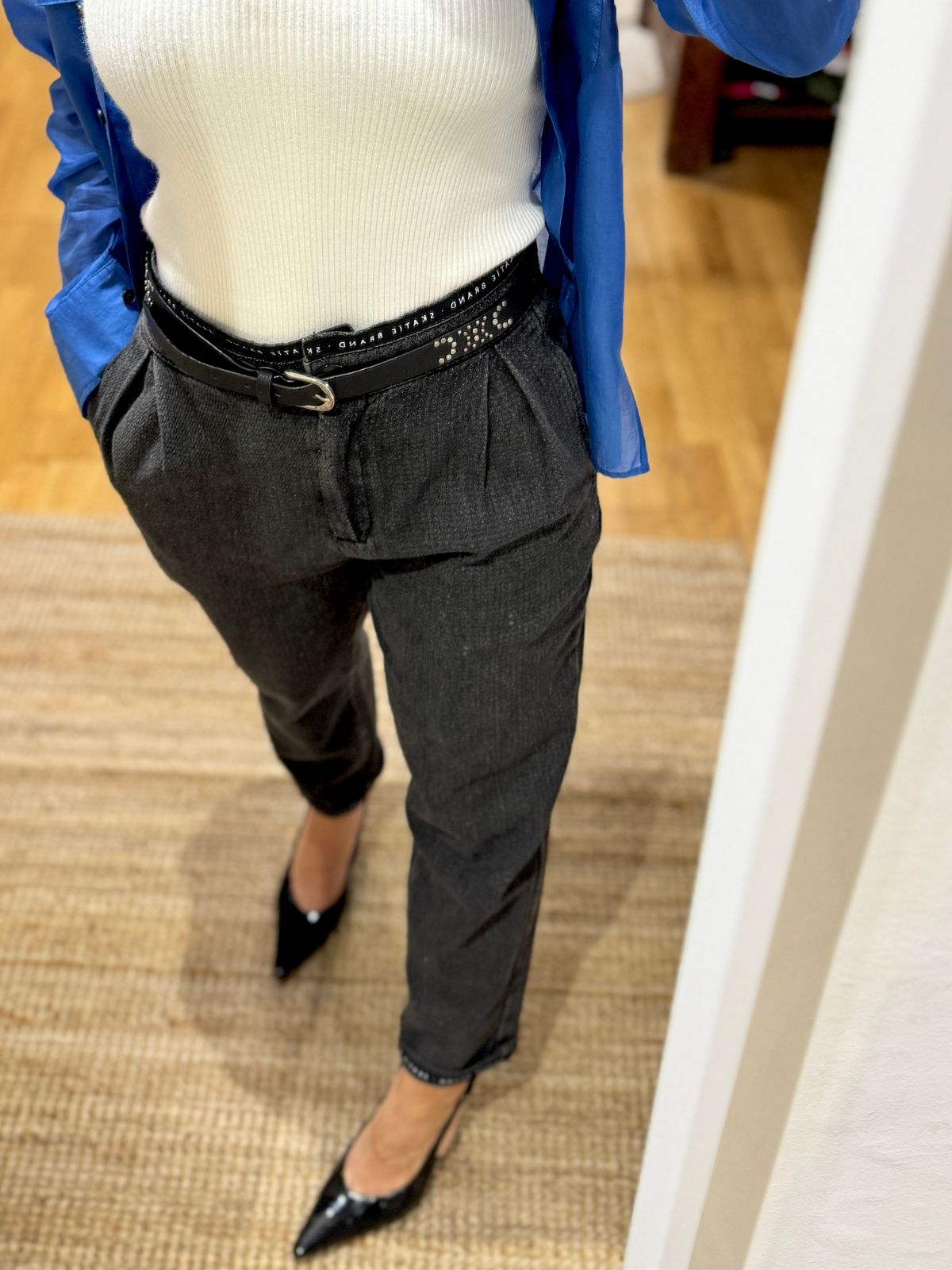 Pantaloni denim con struttura jacquard