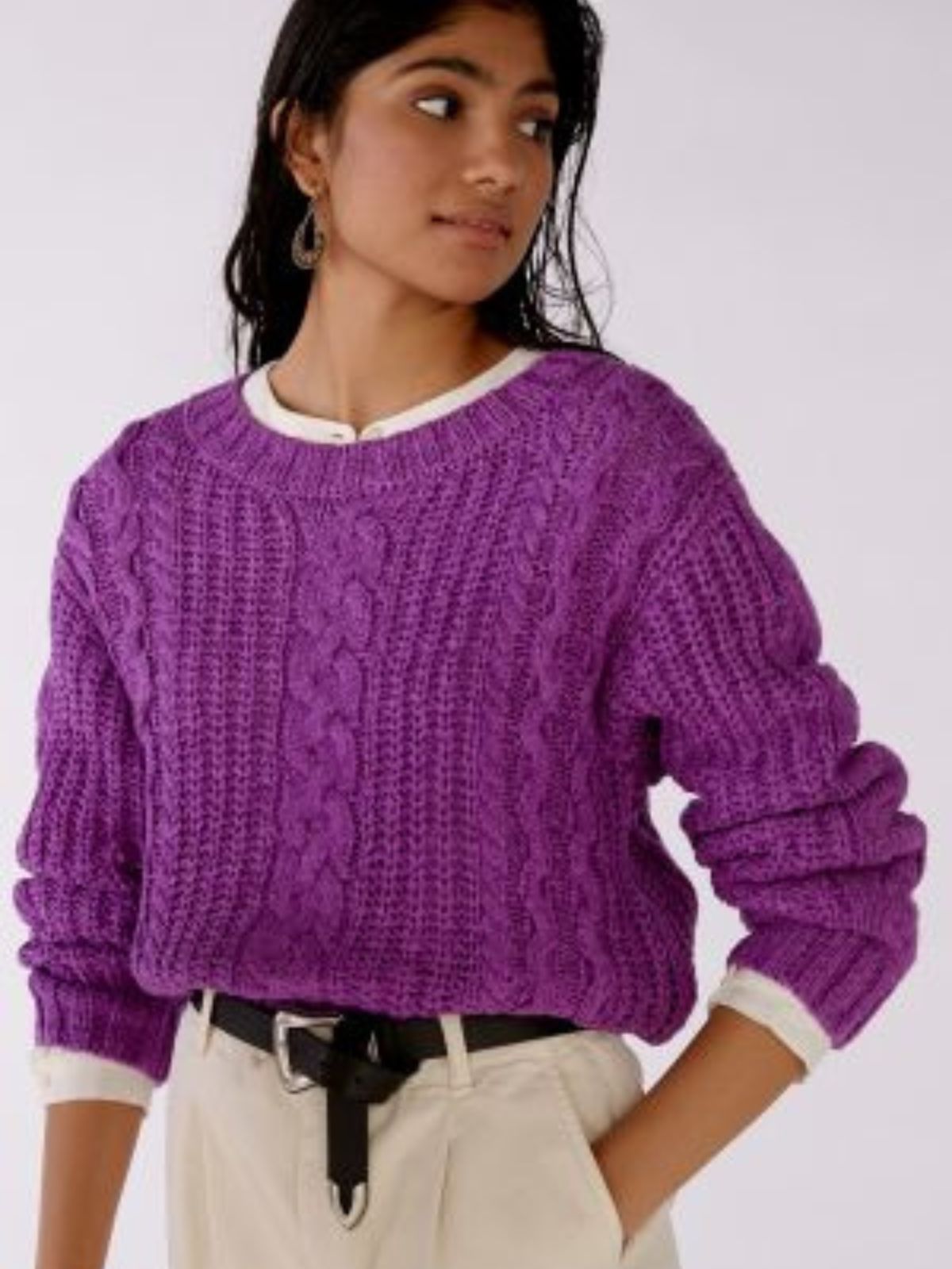 Maglia con le trecce in fettuccia
