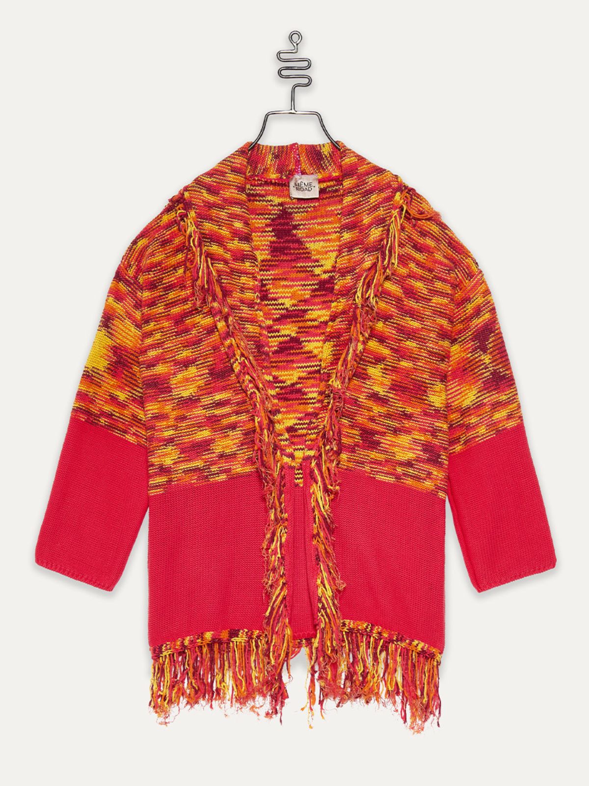 Cardigan con frange in cotone