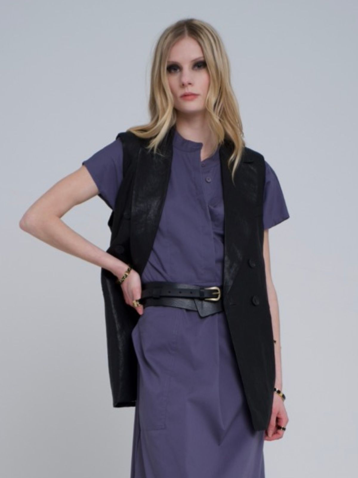 Gilet in lino spalmato