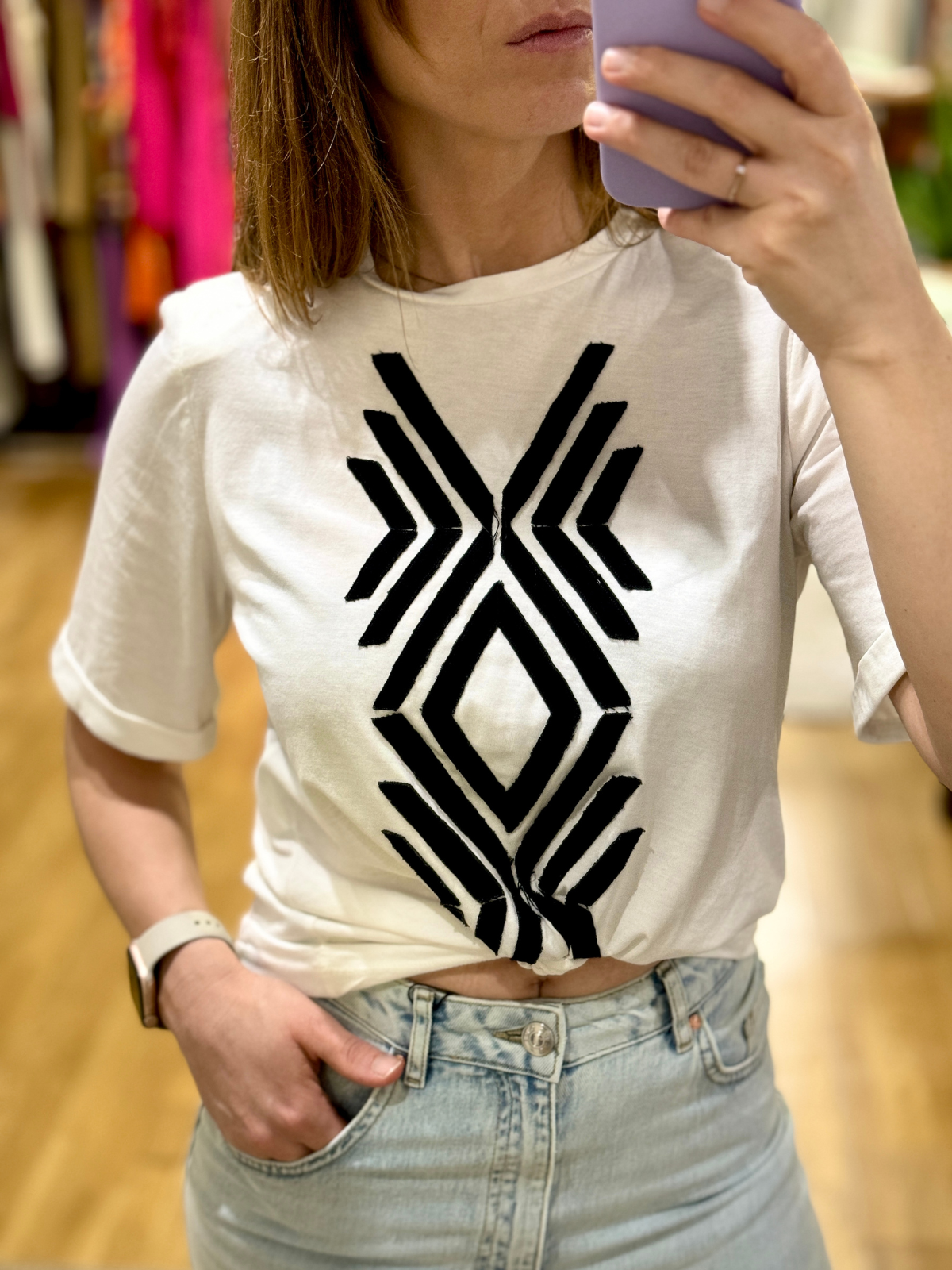 T-shirt tribal bianca