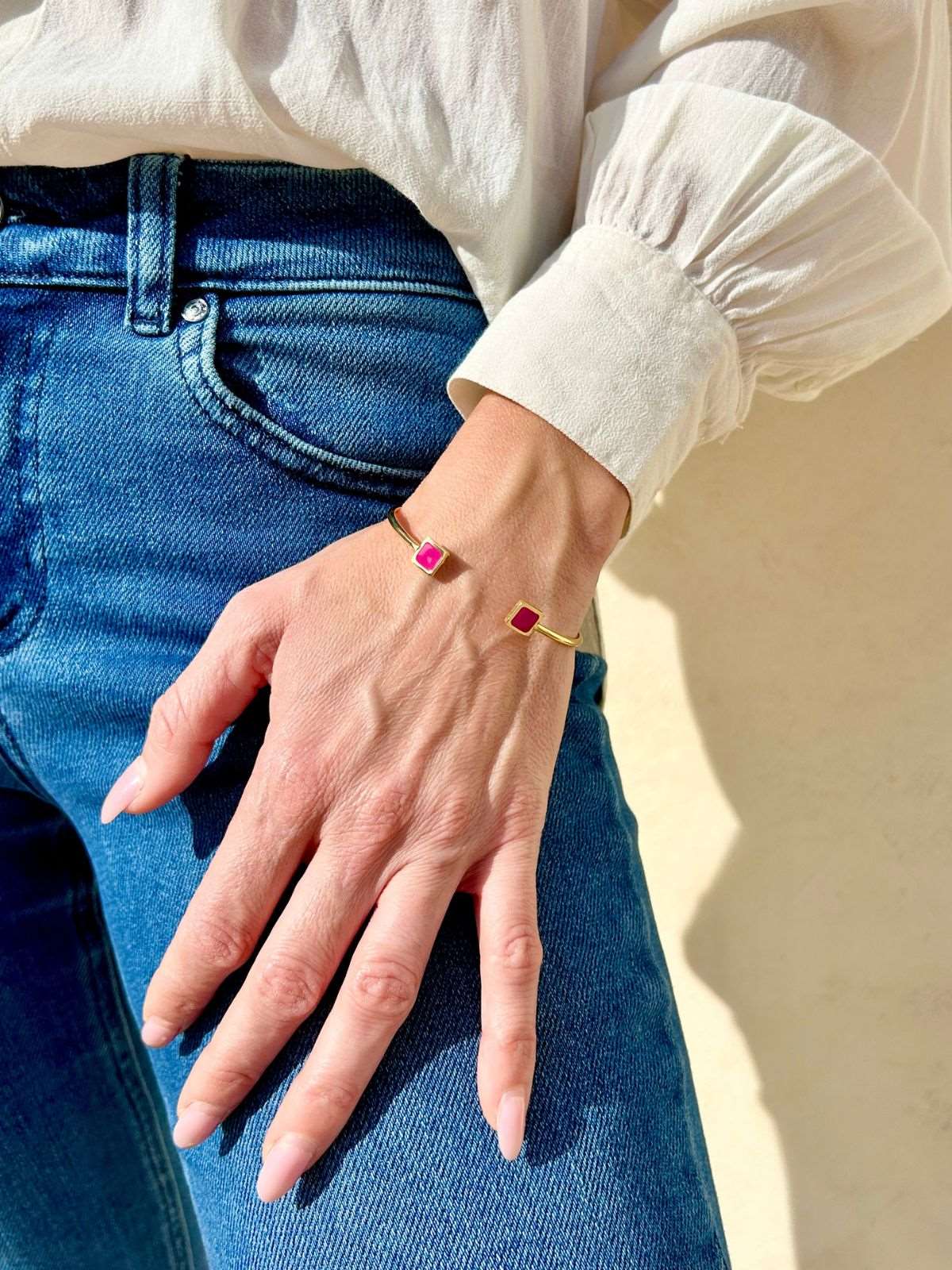 Bracciale Wire Quadrato Fucsia