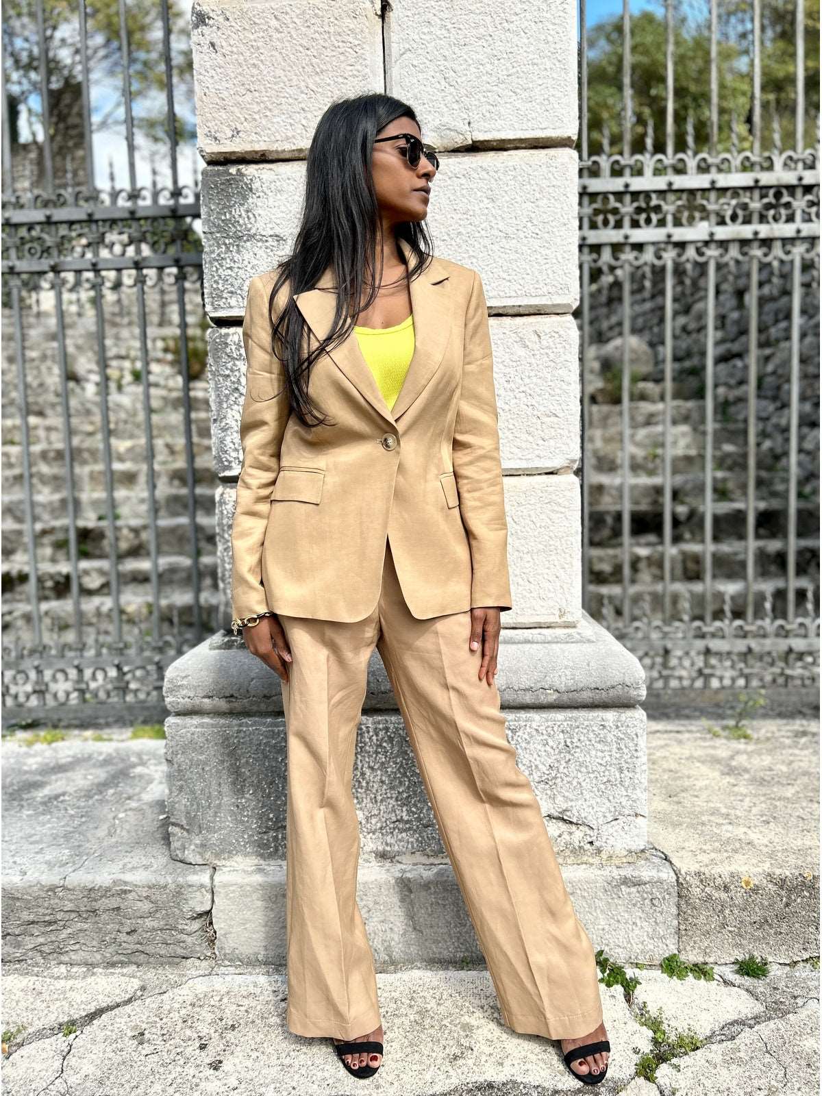Blazer in viscosa e lino