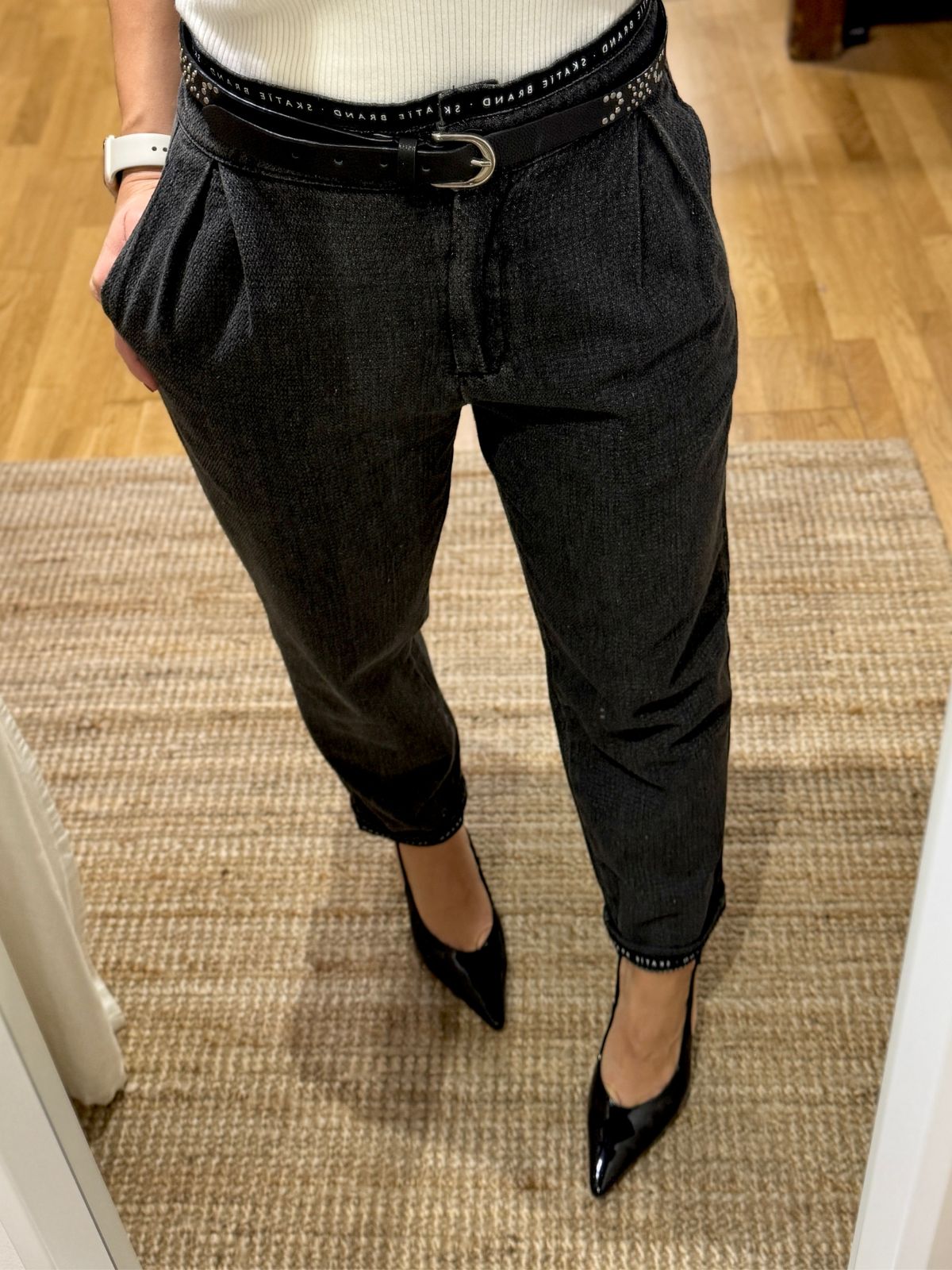 Pantaloni denim con struttura jacquard
