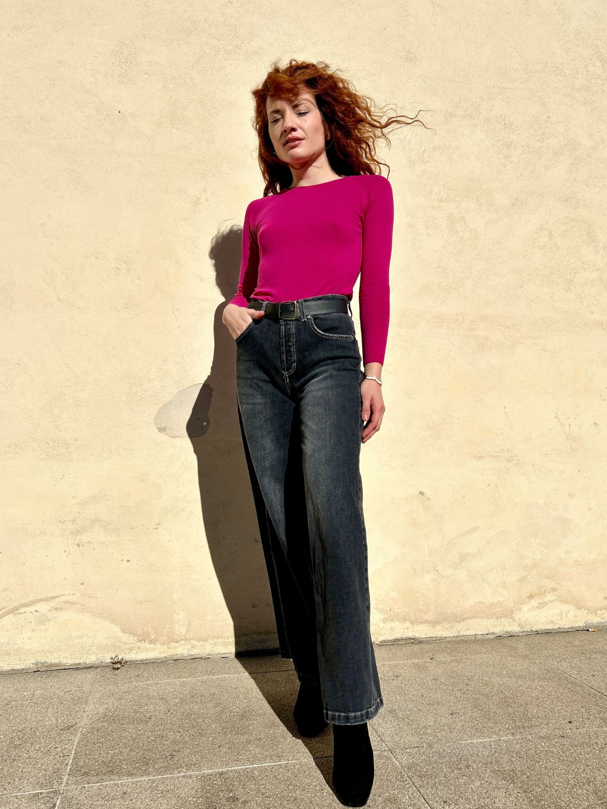 Jeans a palazzo grigio
