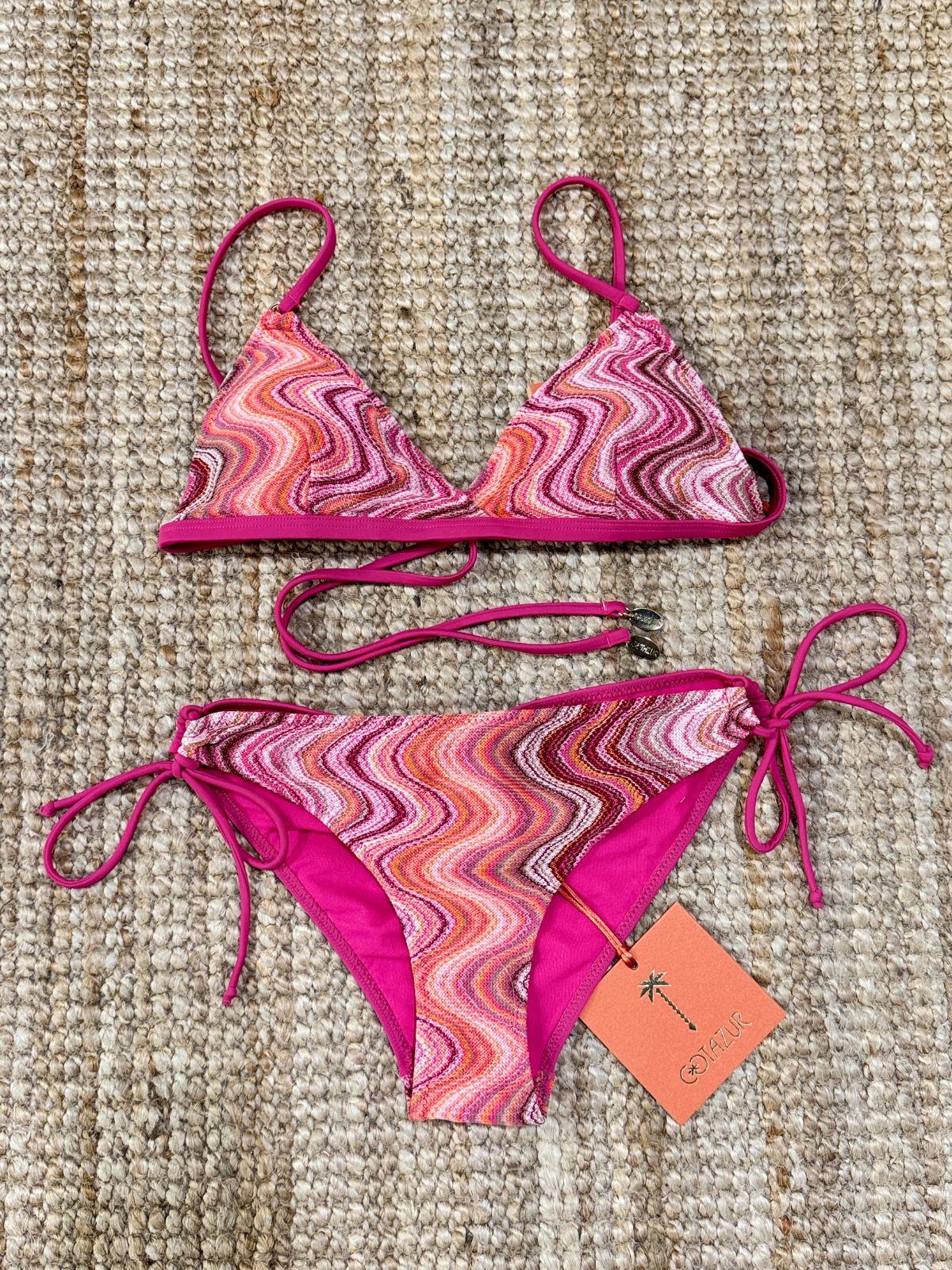Top bikini bralette Cotazur in maglia crochet a onde