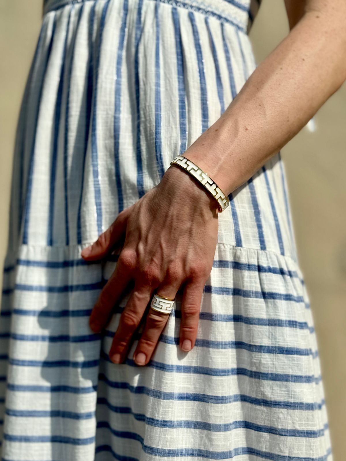Bracciale mini chiuso greca bianco
