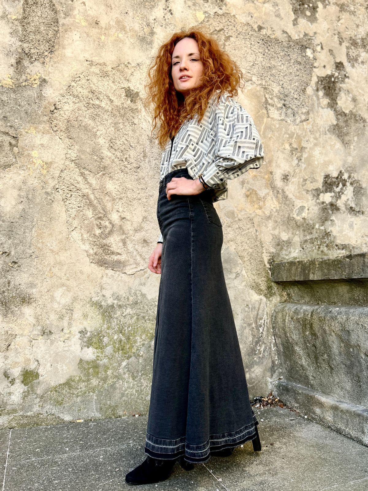 Gonna in denim spacco centrale