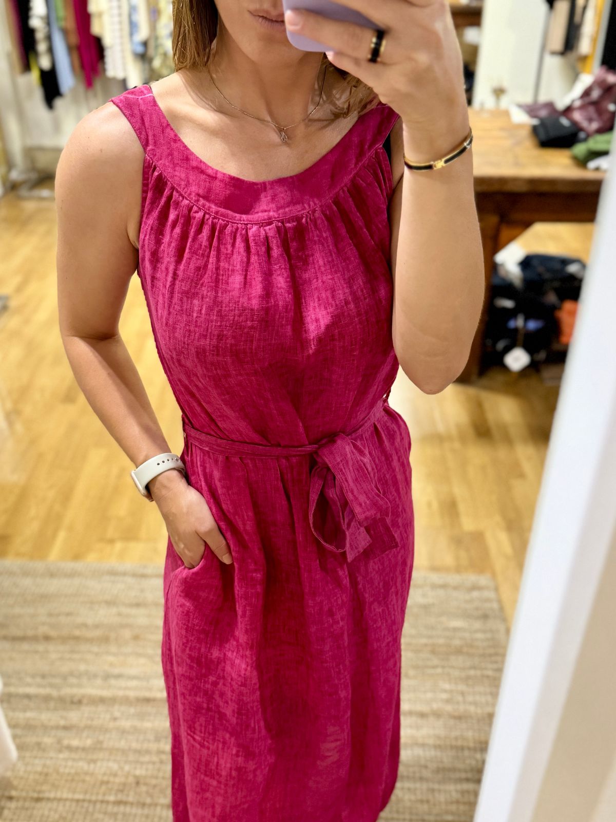 Abito in lino fucsia