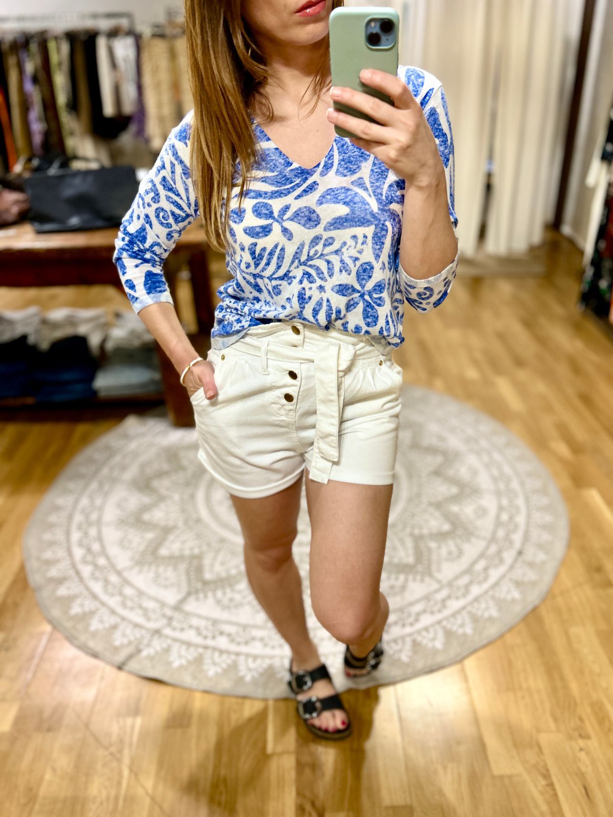 Bermuda in denim bianco