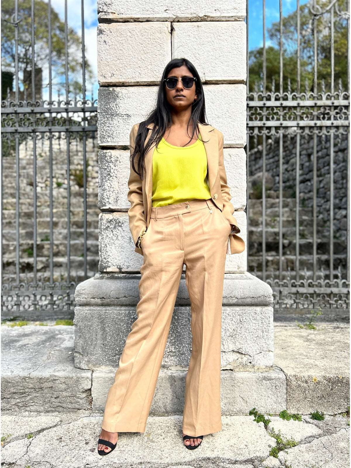 Blazer in viscosa e lino