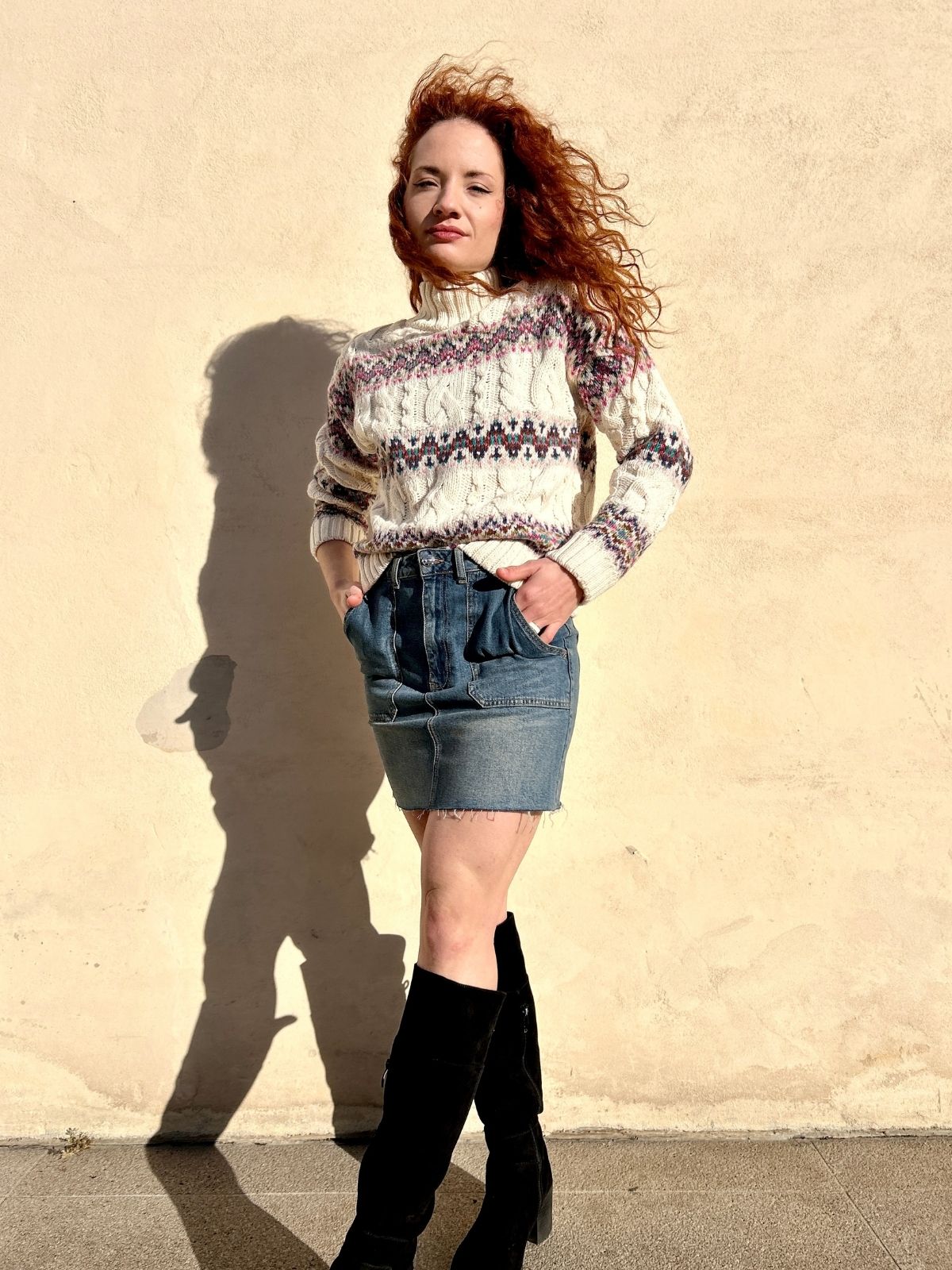 Gonna in denim orlo sfilacciato