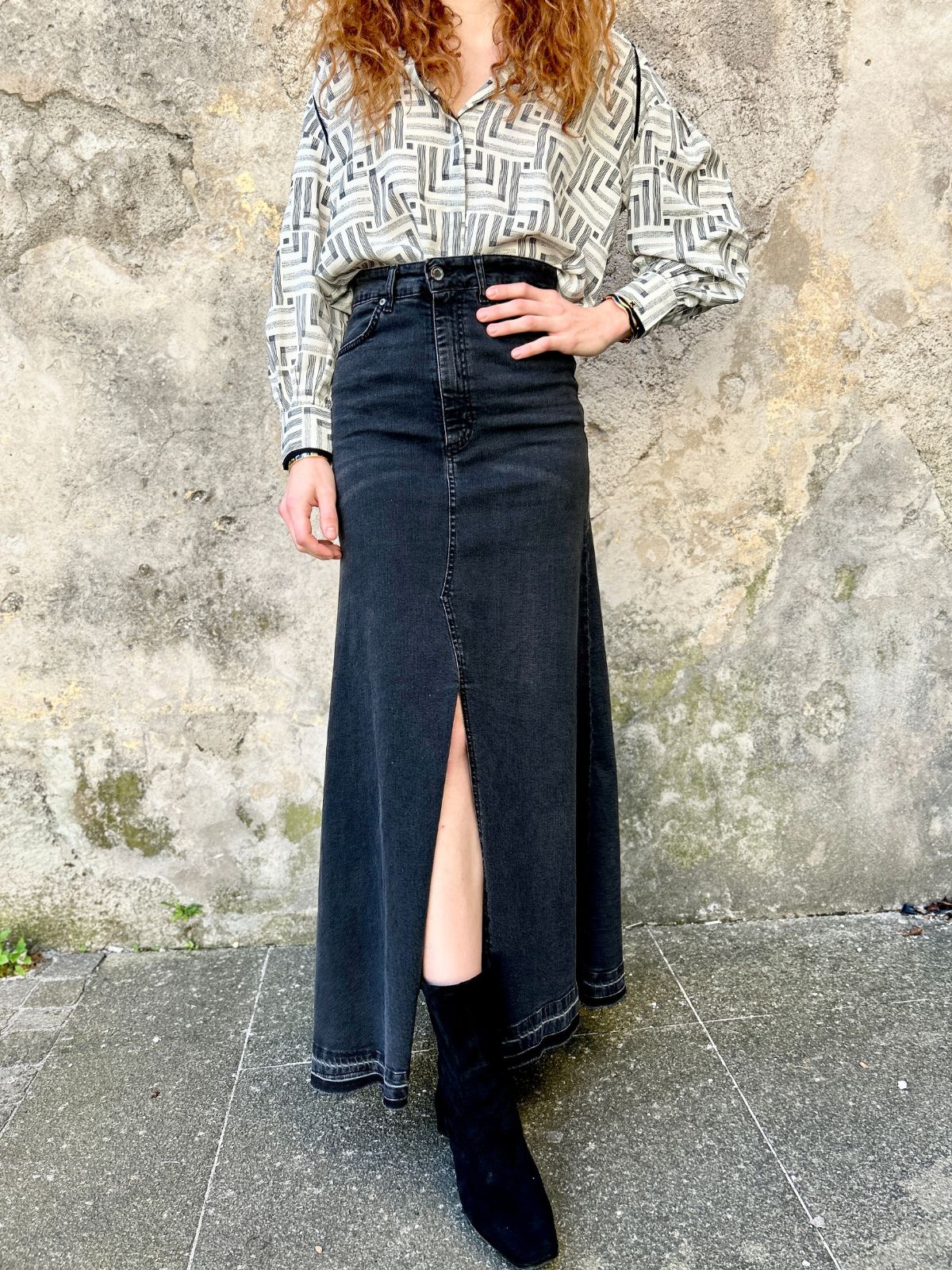 Gonna in denim spacco centrale