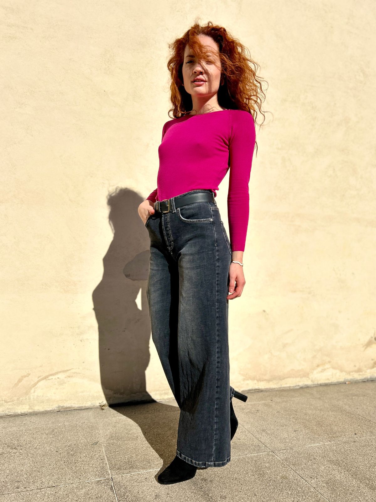 Jeans a palazzo grigio
