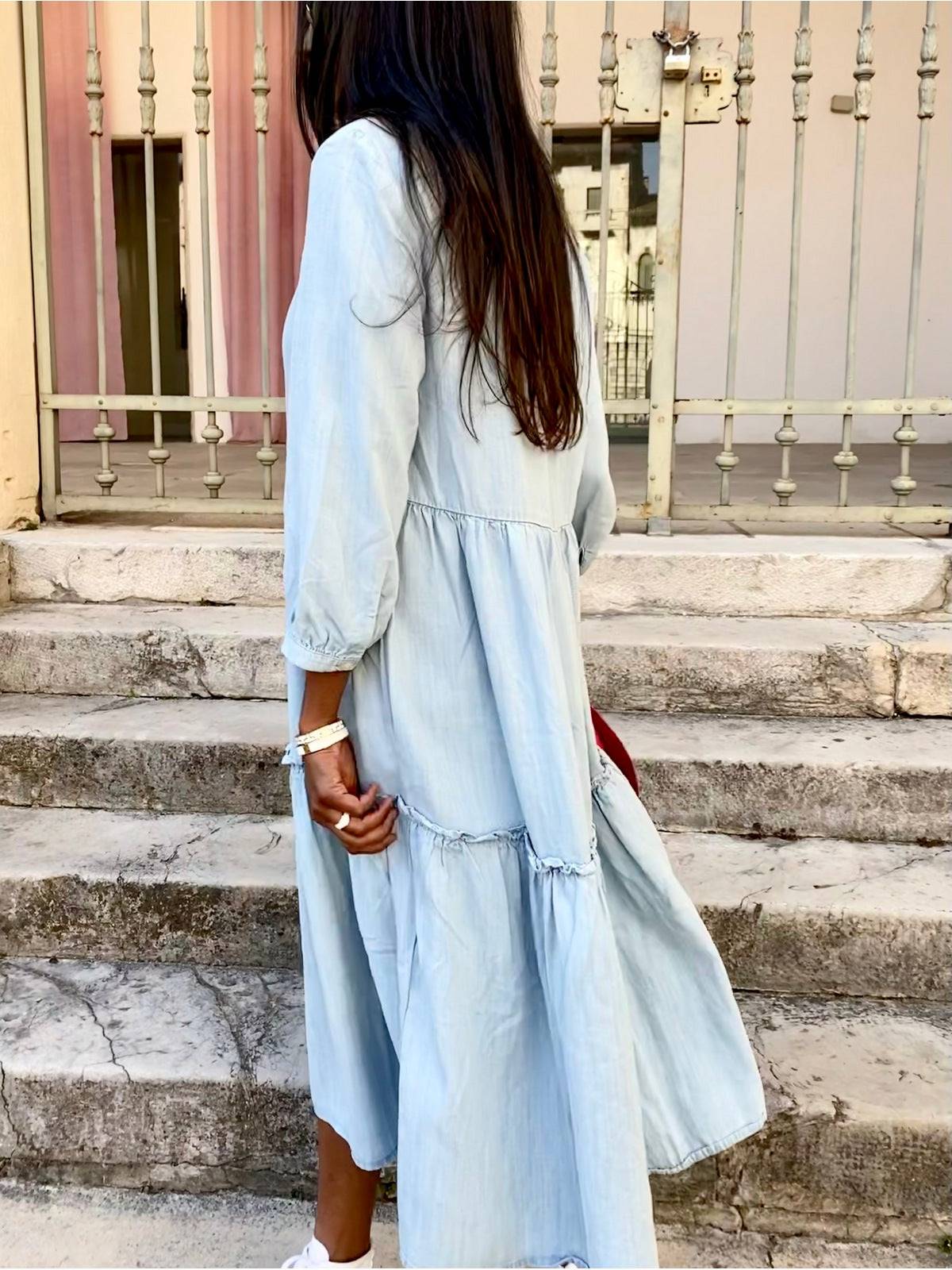 Abito lungo in chambray