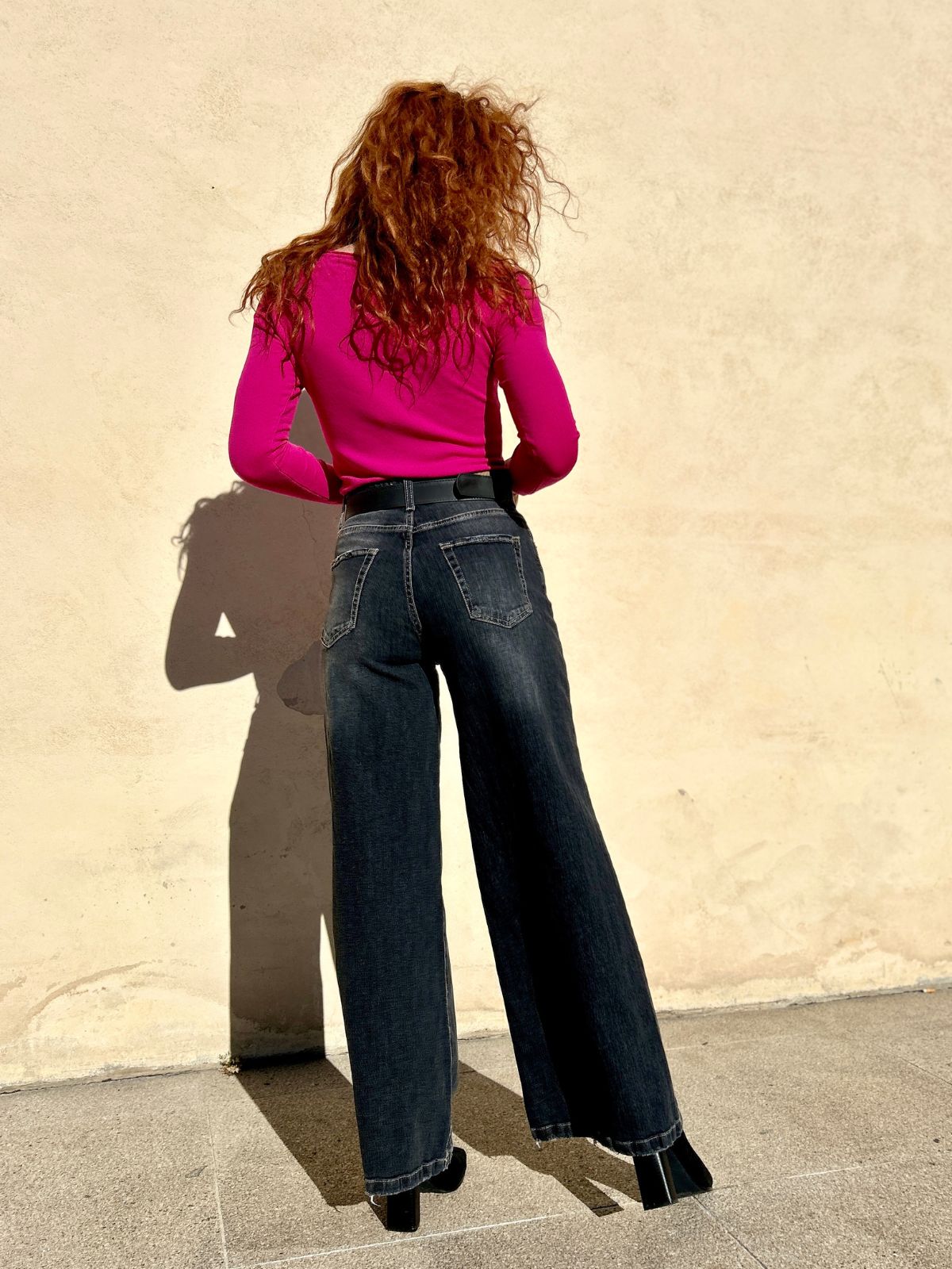 Jeans a palazzo grigio