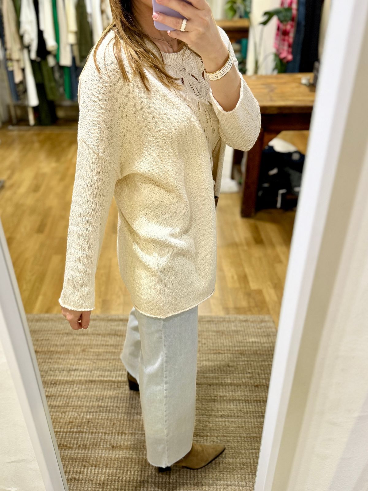 Cardigan in maglia panna