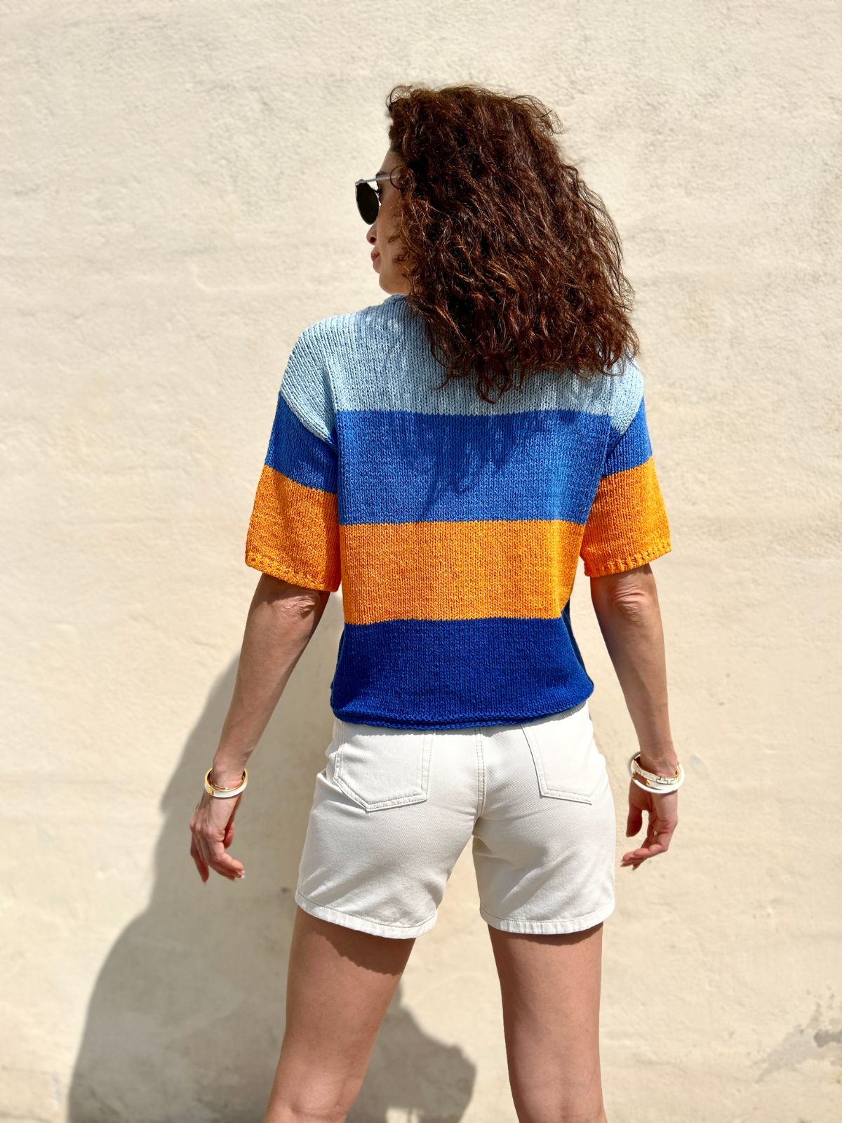Bermuda in denim con cinta in vita