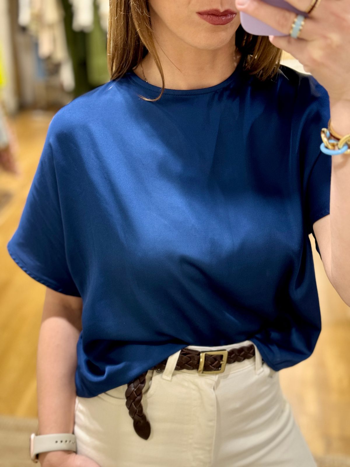 Blusa blu in rasatello