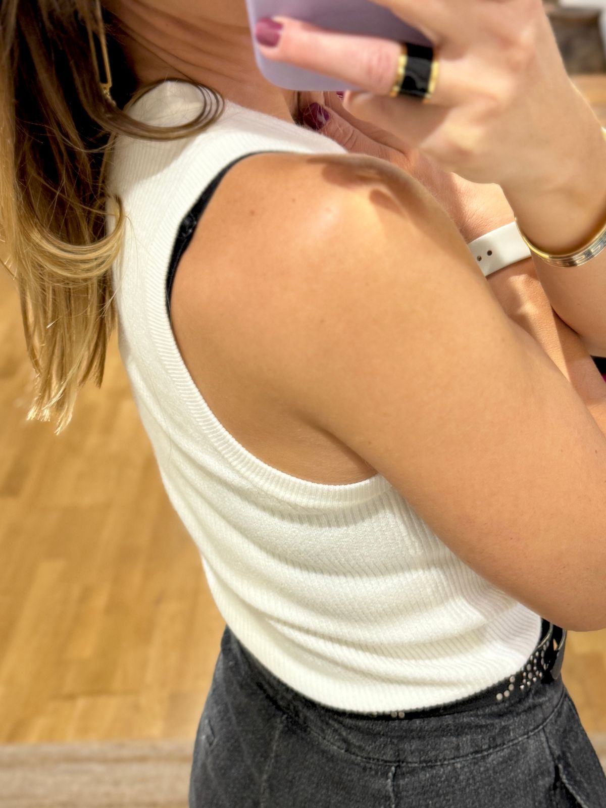 Canotta a coste con angora