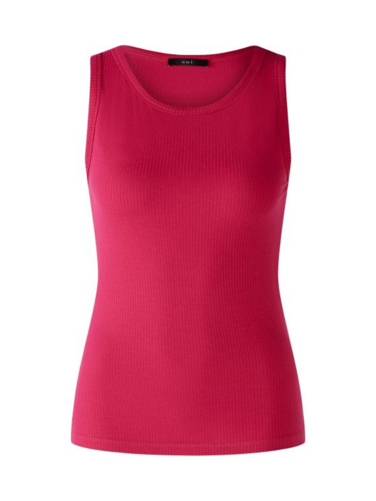 Top a costine taglio vogatore fucsia