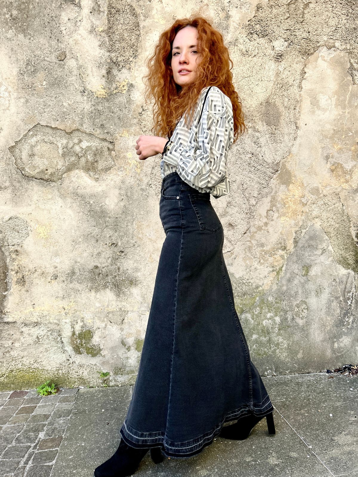 Gonna in denim spacco centrale