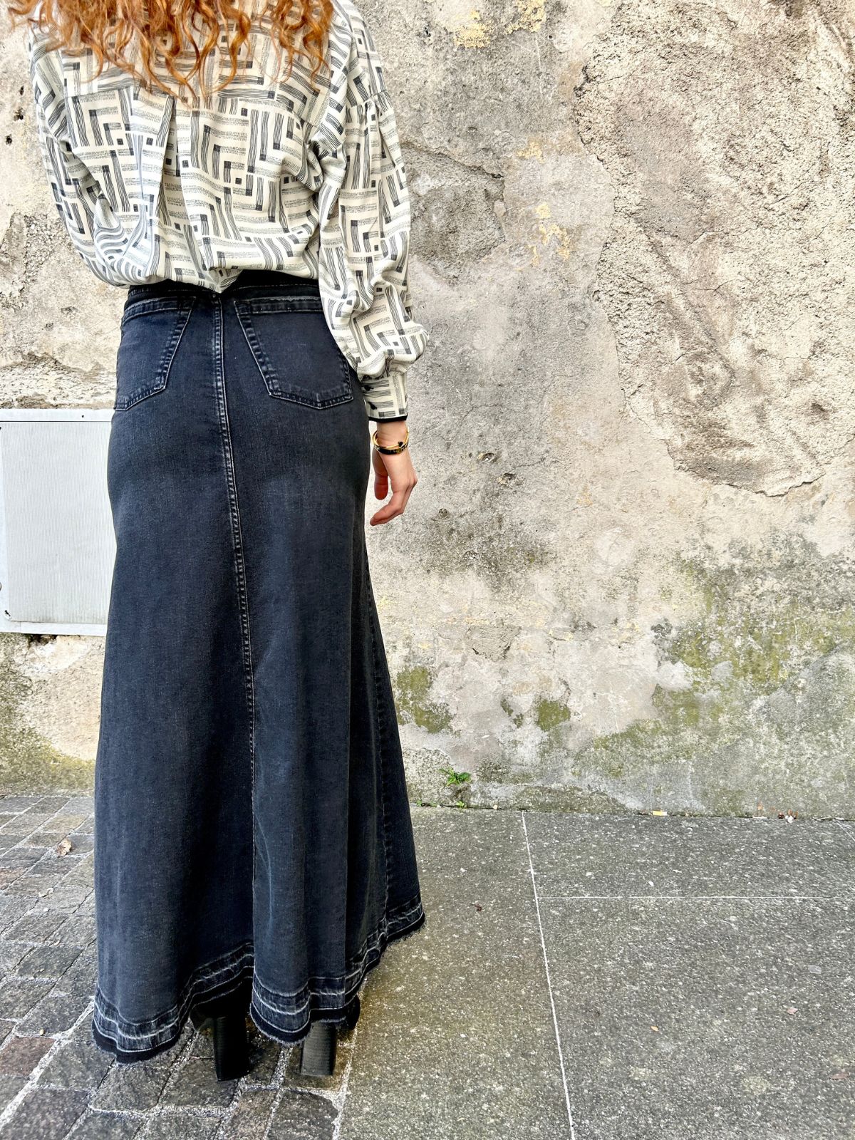 Gonna in denim spacco centrale