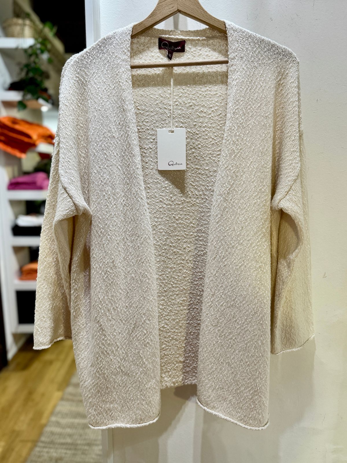Cardigan in maglia panna