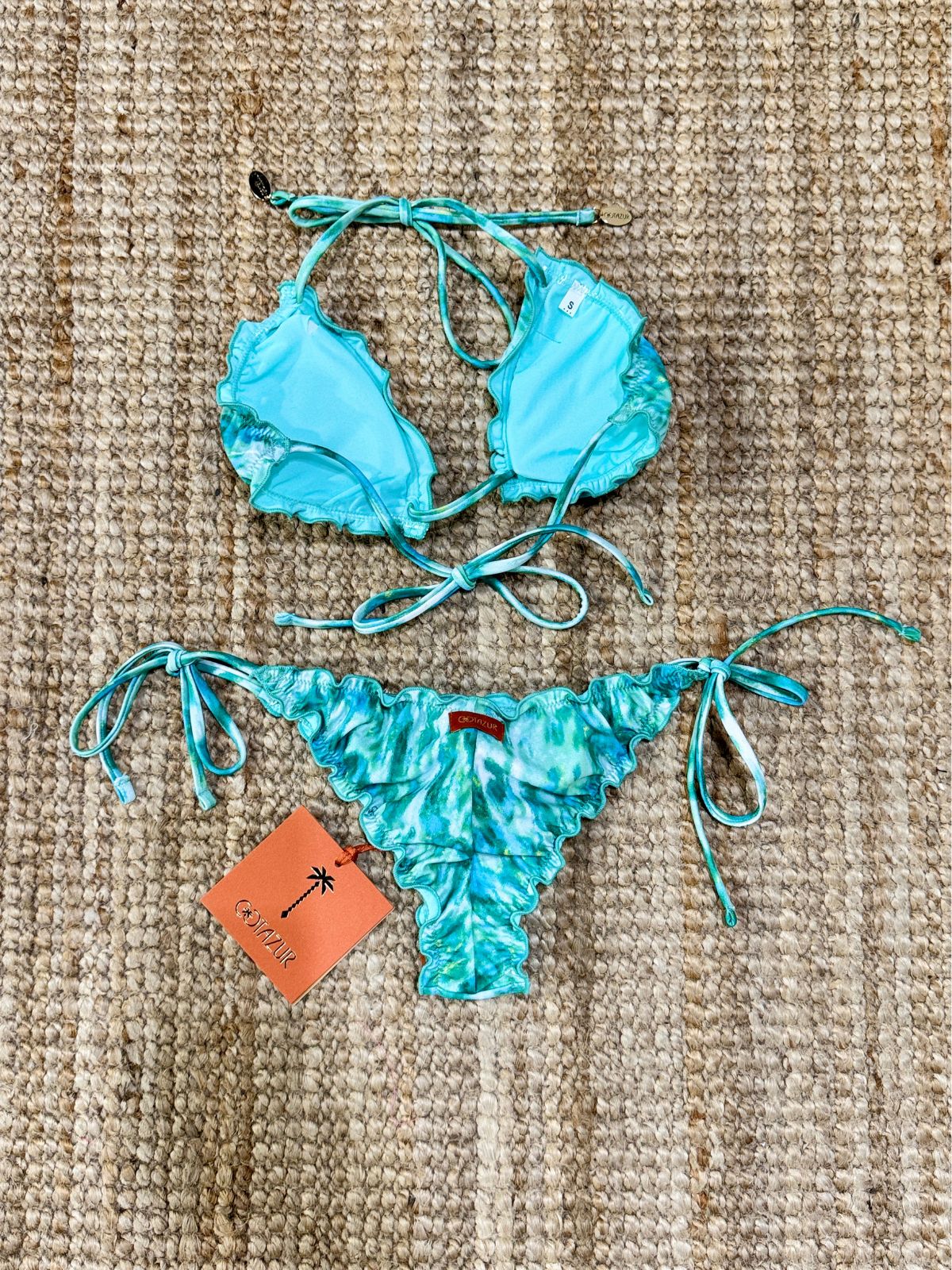 Bikini triangolo Cotazur in lycra matt con inserti in maglia