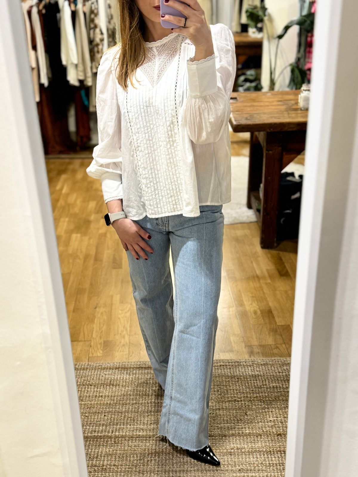 Denim taglio dritto sfrangiato al fondo