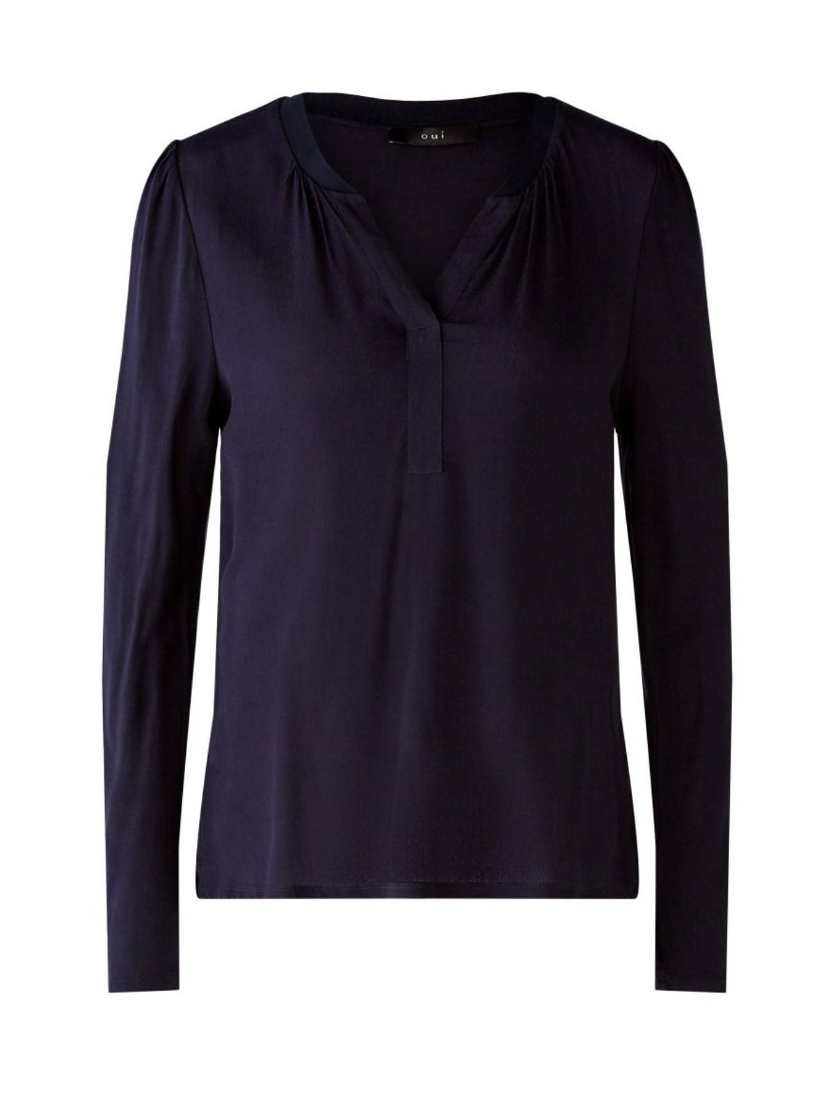 Blusa in viscosa e jersey blu