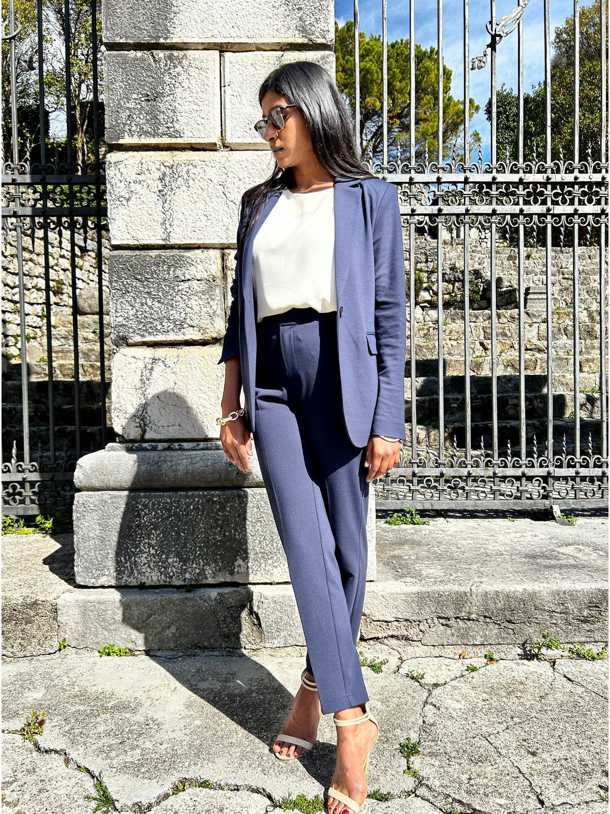 Giacca in jersey blu notte