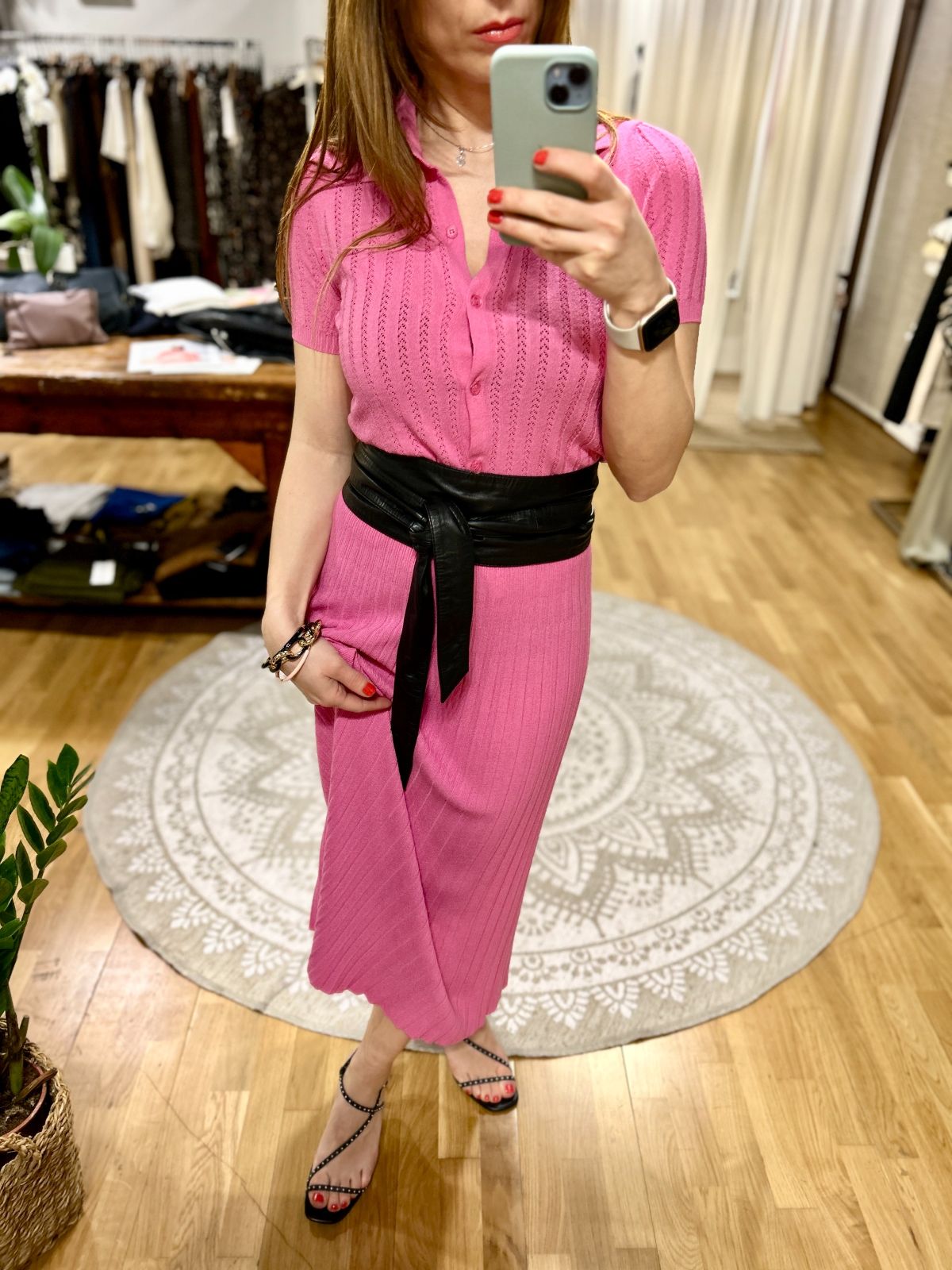 Gonna in maglia plissettata rosa